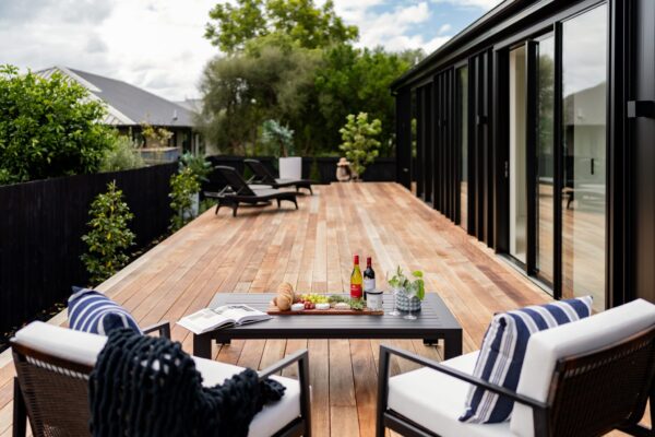 Outdoor decking and garden landscaping for a Christchurch home